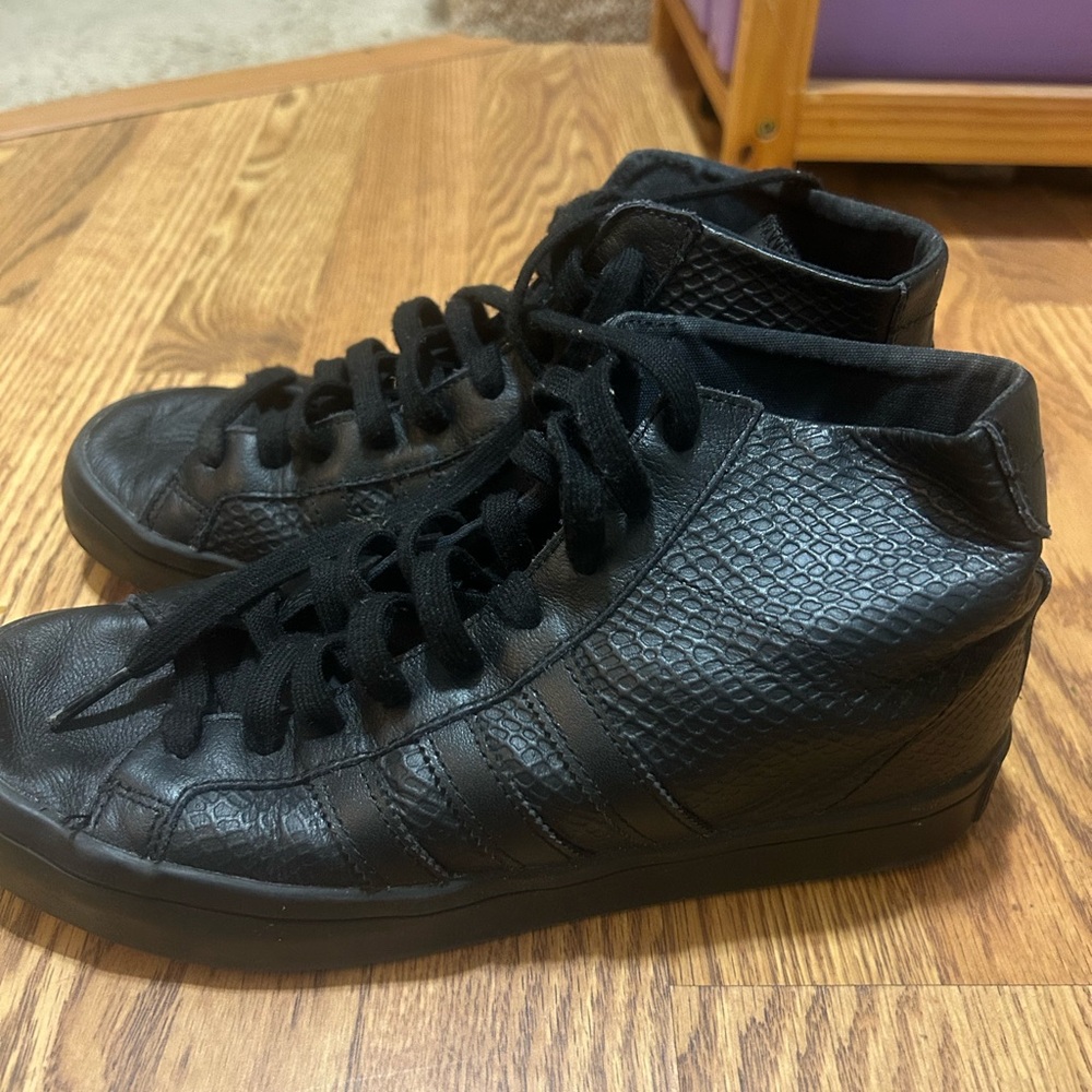 adidas women Black Leather Sneakers - Picture 3 of 6